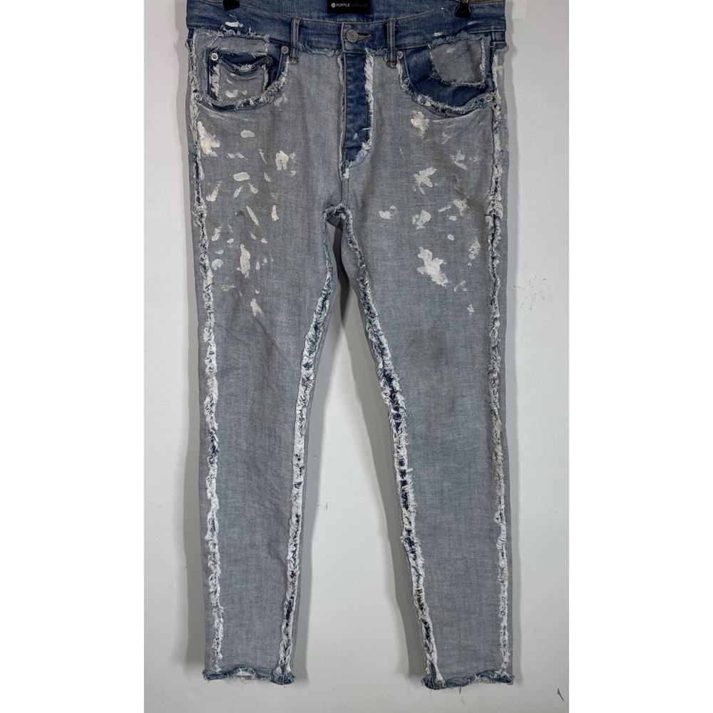 Purple Brand P001 Men's Size 32 Paint Splat Slim‎  leg Low Rise Button Fly Jeans